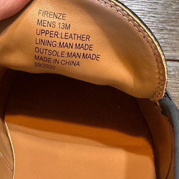 Saks‎ Fifth Avenue Firenze Leather Loafers Dress Shoes Gold Accent Navy 13M - Picture 11 of 11